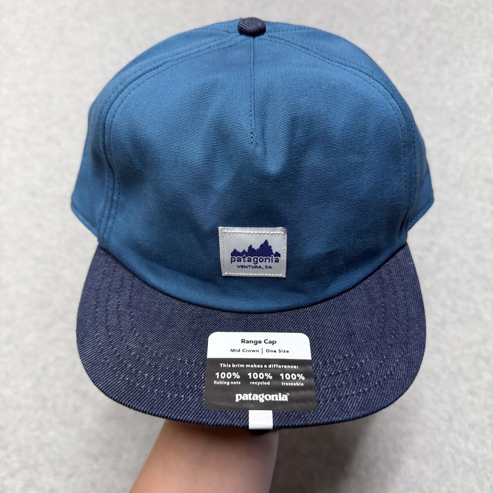 Patagonia Range Cap Hat Mens One Size Blue Organic Cotton Canvas Cap Snap Back